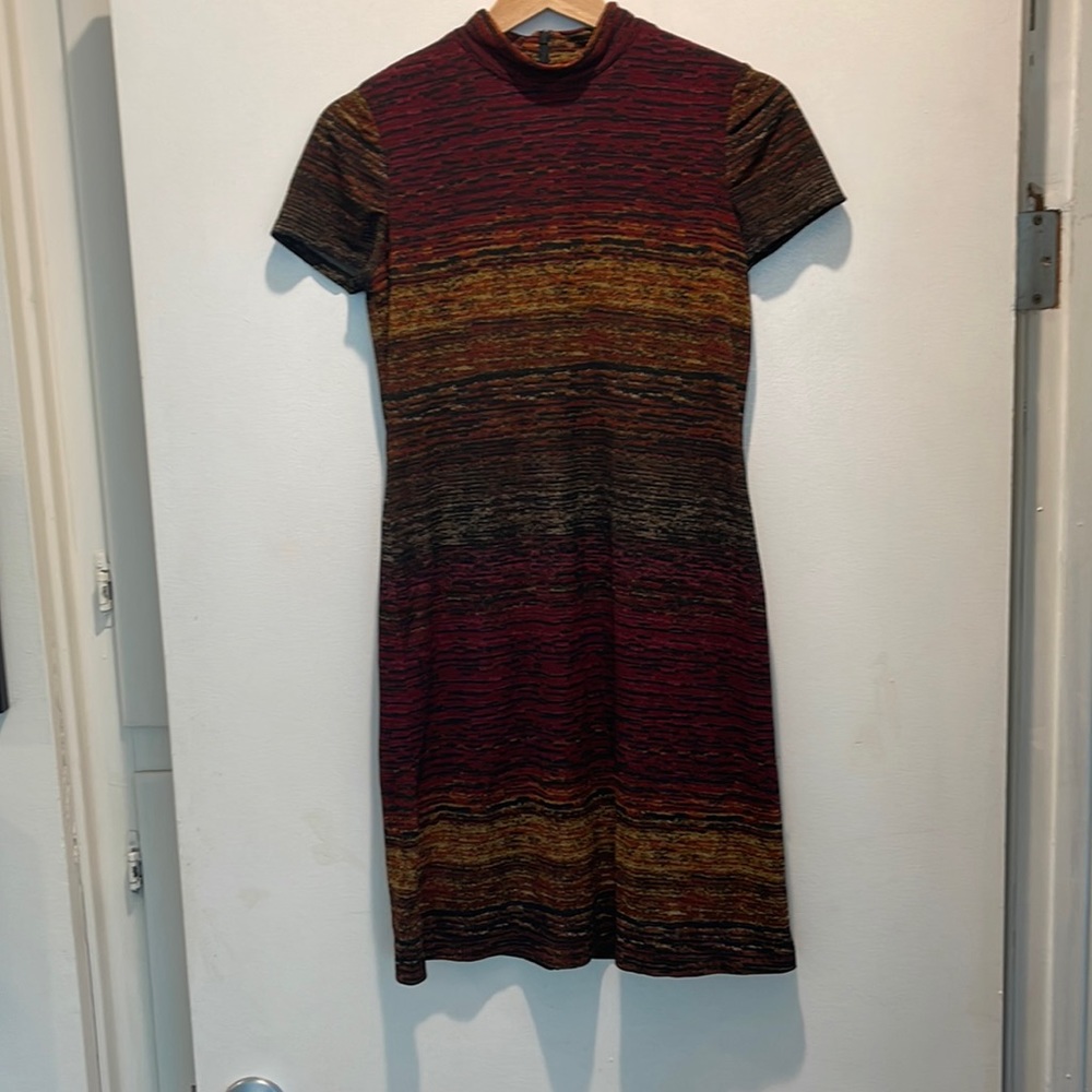 Multicolored Mock Neck Dress